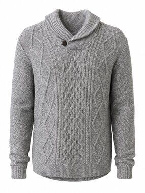 WindRiver Heritage Grey Cable Knit Shawl Collar Sweater Men's XL